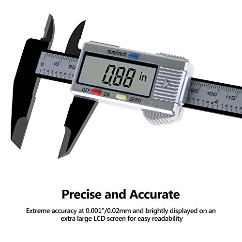 Pie de Rey 150mm, Fixget Calibre Digital Profesional Electrónico Vernier Caliper Calibrador de Plástico Medición del Diámetro Interno con Pantalla LCD Auto Off Inch/mm 0-150mm