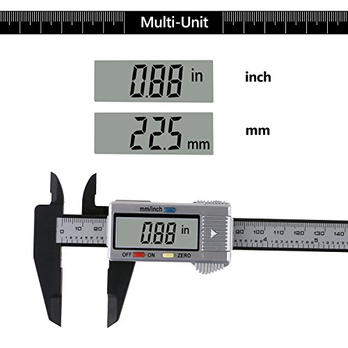 Pie de Rey 150mm, Fixget Calibre Digital Profesional Electrónico Vernier Caliper Calibrador de Plástico Medición del Diámetro Interno con Pantalla LCD Auto Off Inch/mm 0-150mm