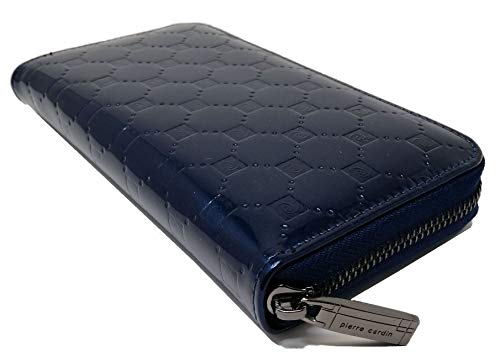 PIERRE CARDIN Cartera de Mujer, Bonita, Grande, espaciosa, Piel, RFID, Regalo, Cartera con Monedero, Tarjetero, Cartera niña (Azul)