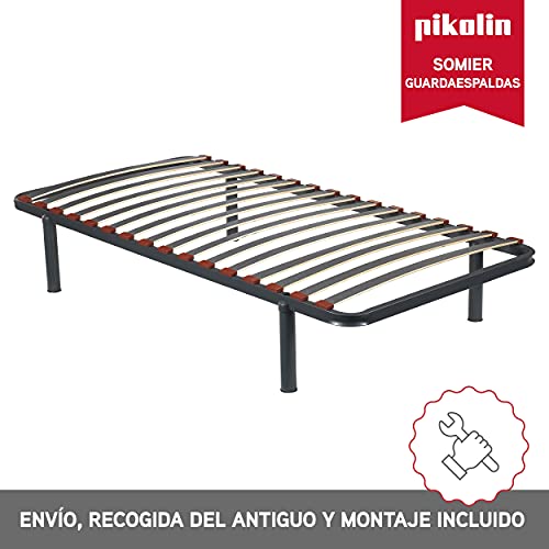 PIKOLIN I Somier guardaespaldas 16 láminas Madera SG16 90x190 I 4 Patas I Bastidor Acero Reforzado I Alta Elasticidad y ventilación I Independencia de lechos I Servicio de Entrega Premium