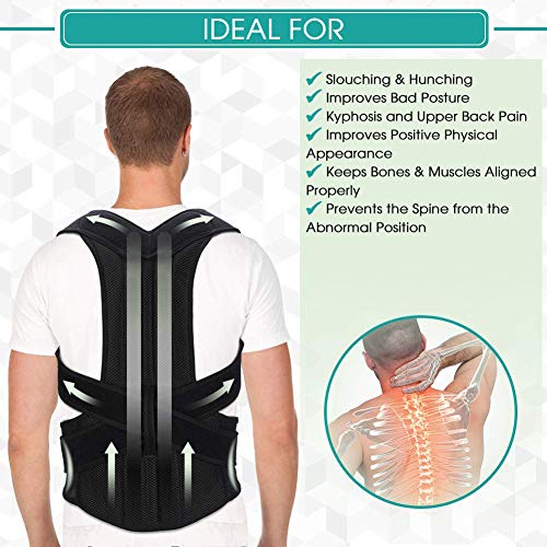 PINCOU Férulas para Espalda, Corrector de Postura para Espalda, Corrector de Espalda Ajustable para Hombre y Mujer, Corrector de Postura Full Lumbar Cinturón para el Cuello, Mejorar Mala Postura-M