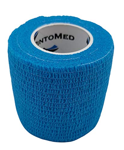 PintoMed - Venda Cohesiva - Azul Claro - 6 rollos x 5 cm x 4,5 m autoadhesivo flexible vendaje, primeros auxilios, lesiones