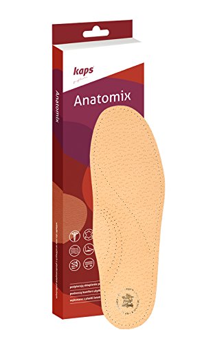 Plantillas Ortopédicas De Cuero Para Arco Longitudinal Caído, Inserciones De Calzado Para Pies Planos, Hombres Y Mujeres, Cuero Curtido Vegetal, Kaps Anatomix (43-44 EUR)