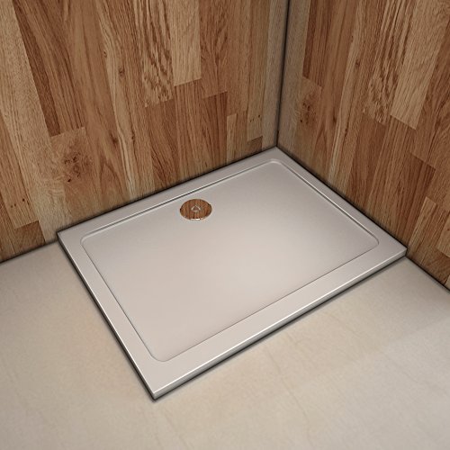 Plato de ducha Resina Blanco, Extraplano, Rectangular 90x80cm