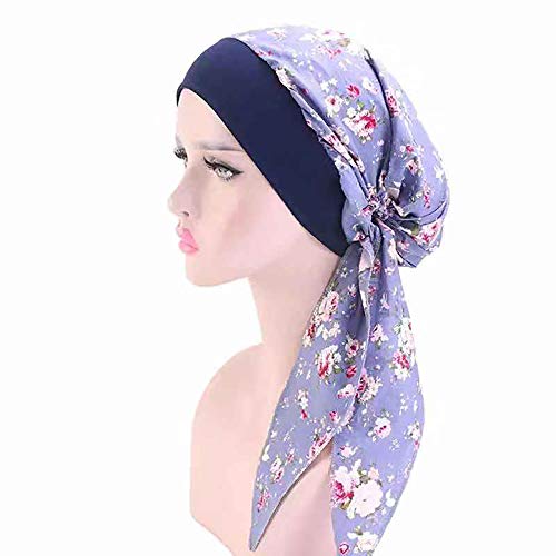 Pluto & Fox Turbante Gorra Pañuelo para Cabeza De Tela De Mujer para Cáncer Quimioterapia Chemo Oncológico Noche Pèrdida de Pelo Cabello (Diseño 8, 1)