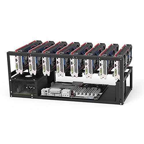 PNGOS Mining Rig Frame Mining Rig Frame Acero Open Air Mining Frame Rig Case hasta 6/8 GPU para ETH Ethereum Bitcoin Mining Accesorios Herramientas