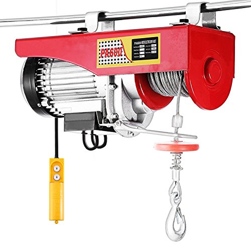 Polipastos Electricos 200KG Elevador Electrico 230V Cabestrante Eléctrico Resistente Elevador Eléctrico con Cable Remoto de 12M para Fábricas, Almacenes, Elevación de Mercancías (rojo, 500W/200kg)