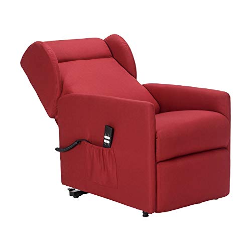 POLTRONE ITALIA - Sillón reclinable elevable alzapersona eléctrica relax para personas mayores movimiento espalda pies independientes montado 19% detraible - Sillón Angela 2 motores azules