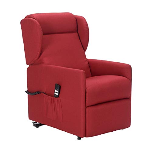 POLTRONE ITALIA - Sillón reclinable elevable alzapersona eléctrica relax para personas mayores movimiento espalda pies independientes montado 19% detraible - Sillón Angela 2 motores azules