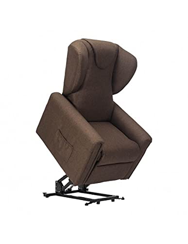 POLTRONE ITALIA - Sillón reclinable elevable eléctrico relax para personas mayores movimiento espalda pies independientes montado 19% deducible - Sillón Barbara 2 motores marrones tamaño mediano