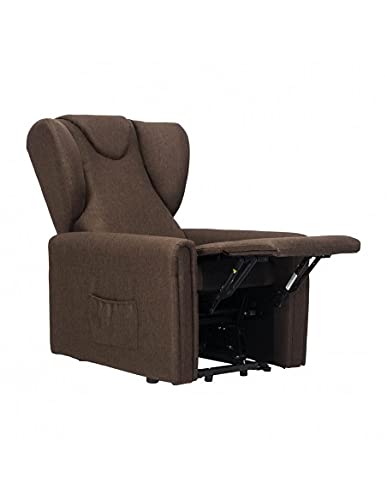 POLTRONE ITALIA - Sillón reclinable elevable eléctrico relax para personas mayores movimiento espalda pies independientes montado 19% deducible - Sillón Barbara 2 motores marrones tamaño mediano