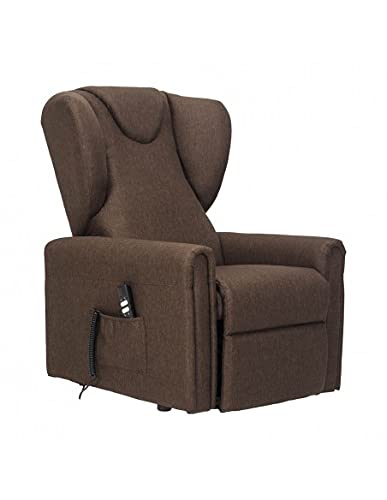 POLTRONE ITALIA - Sillón reclinable elevable eléctrico relax para personas mayores movimiento espalda pies independientes montado 19% deducible - Sillón Barbara 2 motores marrones tamaño mediano