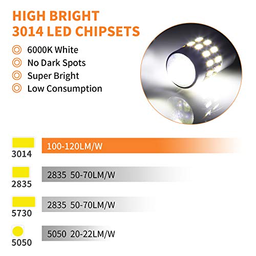 POMILE 4PC T10 W5W LED Canbus Bombillas, 5W 550LM 6000K Lámparas de Matrícula, Luz interior, Luces de Posición, Luces del Maletero, Luces de Lectura, 3014 Chipset LED 30-SMD