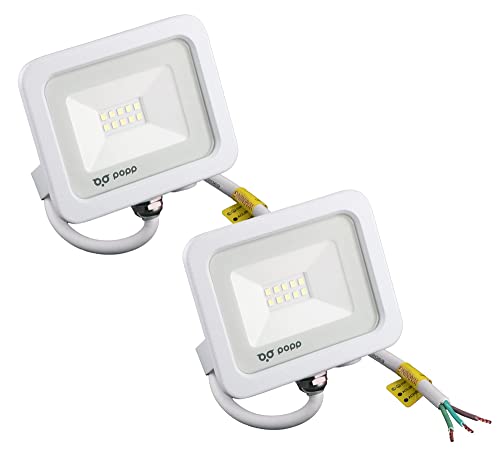 POPP® PACK x2 Foco Proyector LED 10W para uso Exterior Iluminación Decoración 6000K luz fria Impermeable IP65 Blanco Transparente y Resistente al agua.(10)