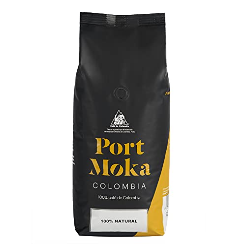 Por Moka Port Colombia En Grano, Chocolate Negro, 1000 Gramo