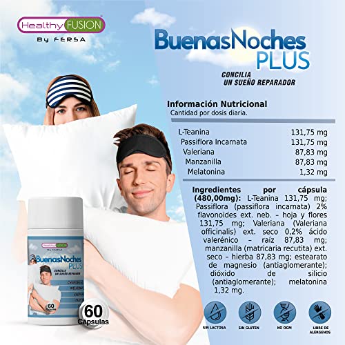 Potente Inductor del Sueño |Melatonina con Valeriana, Pasiflora, Manzanilla y L-Teanina | Concilia un sueño reparador | Elimina eficazmente el insomnio | Fórmula de liberación prolongada | 60 Caps.