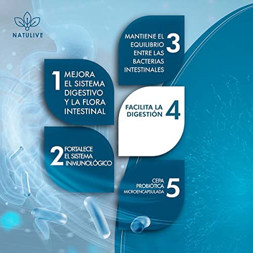 Potente probiótico intestinal | Cepa probiótica bacteriana Lactobacillus Acidophilus | Alto contenido en probióticos y prebióticos | Mejora el tracto digestivo y la salud estomacal | 100 cápsulas