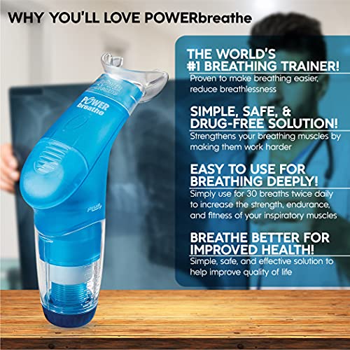 Power Breathe Fitness Plus Entrenamiento muscular inspiratorio para la salud y el fitness, Azul