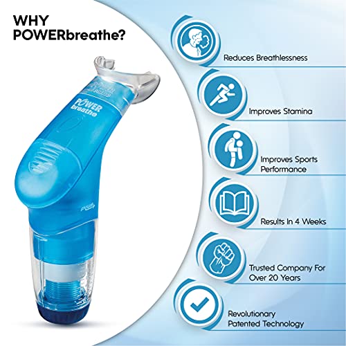 Power Breathe Fitness Plus Entrenamiento muscular inspiratorio para la salud y el fitness, Azul