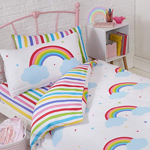 Price Right Home Juego de Funda nórdica y Funda de Almohada para niños pequeños Cielo Arcoiris 120cm x 150cm