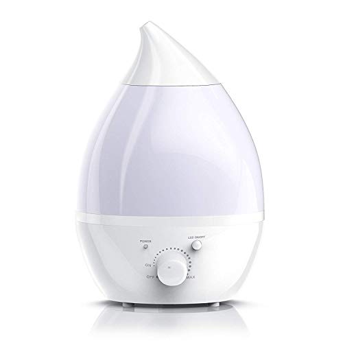 Pritech - Humidificador Ultrasónico Ionizador/ Difusor de Aroma de Forma Lágrima de 1500mL / LED Luz de 7 Color / Potencia ajustable, Perfecto para Dormitorio, Hogar, Oficina, Baño, Bebé, etc. / No ruido, Ultra-Silencioso / Autoapagado. PBP-014