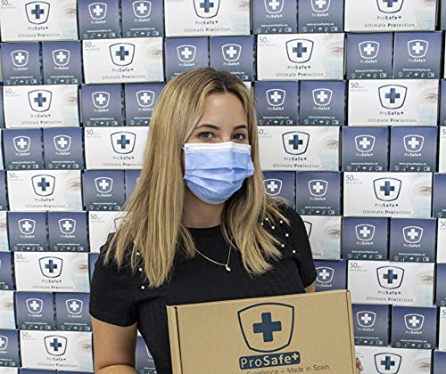 Pro Safe + Mascarillas Quirúrgicas Tipo IIR (40 uds.) - Filtración Bidireccional (99,9%) - Fabricado en España - 3 Capas (Azul)