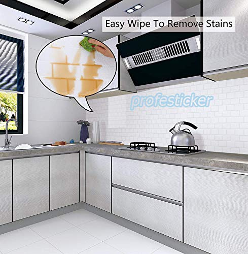 profesticker Vinilo Azulejo Adhesivo Cenefa Adhesiva 3D Auto-Adhesivo Pegatina Pared Baldosa Revestimiento Border Decorativo Impermeable Cocina Baño (Ladrillo Blanco, 9)