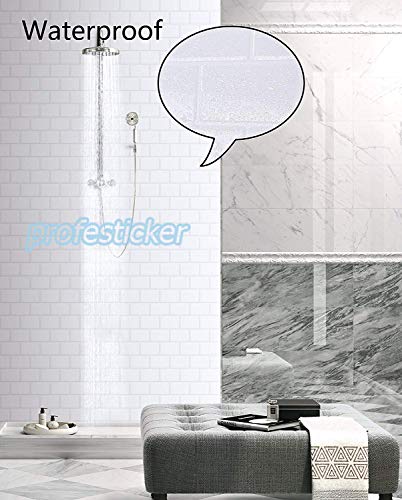 profesticker Vinilo Azulejo Adhesivo Cenefa Adhesiva 3D Auto-Adhesivo Pegatina Pared Baldosa Revestimiento Border Decorativo Impermeable Cocina Baño (Ladrillo Blanco, 9)