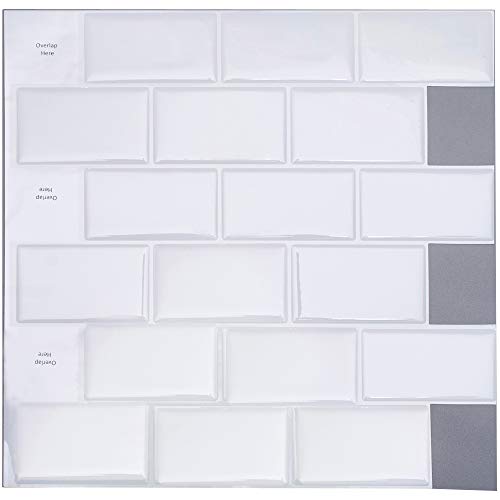 profesticker Vinilo Azulejo Adhesivo Cenefa Adhesiva 3D Auto-Adhesivo Pegatina Pared Baldosa Revestimiento Border Decorativo Impermeable Cocina Baño (Ladrillo Blanco, 9)