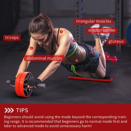 PROIRON Rueda Abdominales con Alfombrilla Grande - Rodillo Abdominales Fitness con Modos de Entrenamiento Dual para Entrenamiento Muscular Fitness Ejercicio en Casa