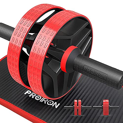 PROIRON Rueda Abdominales con Alfombrilla Grande - Rodillo Abdominales Fitness con Modos de Entrenamiento Dual para Entrenamiento Muscular Fitness Ejercicio en Casa