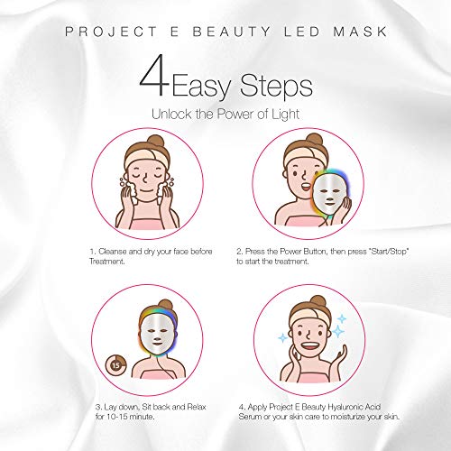 Project E Beauty, Masca fotónica de rejuvenecimiento de la piel, LED de 7 colores, tratamiento con fotones, terapia luminosa de blanqueamiento, antiedad, contra el acné, las manchas y las cicatrices