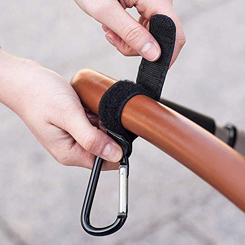 Prolyr Gancho aluminio silla paseo carrito bebé estilo piel - 2 pack, Cuelga bolsas, bolsos o mochilas, Ajuste universal e Instalación en segundos, Acabado estilo piel 3 opciones. (Marrón)