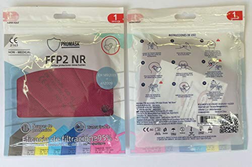 PROMASK FFP2 NR Color rojo burdeos CE 2163 (5)