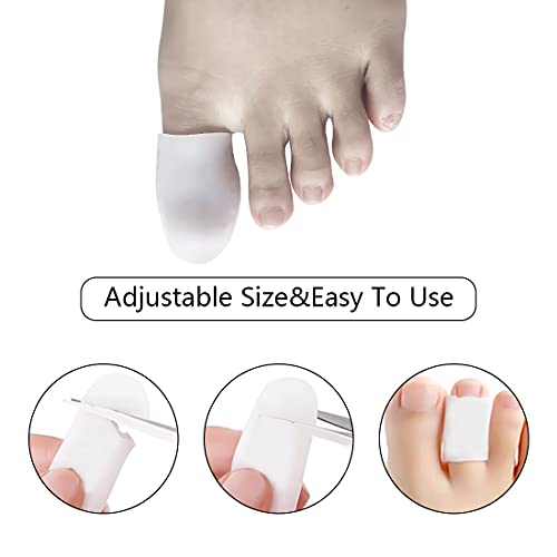 Protector dedo gordo pie,Punteras de Silicona para Dedo Gordo, Mangas transpirables,Protectores de dedos del pie Gel de silicona punteras para Prevenir Ampollas Callos(10 piezas)