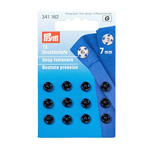 Prym Botones, Metal, Negro, 7 mm, 12