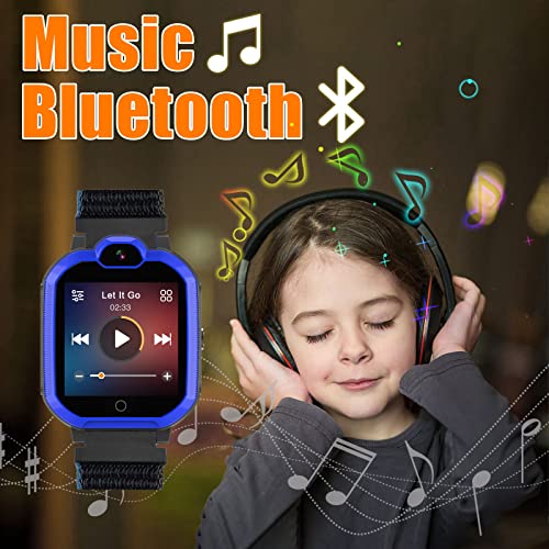 PTHTECHUS Reloj-Smartwatch 4G con GPS instantáneo & Videollamada Infantil y Juvenil. WiFi, Bluetooth, Voz Chat, cámara, Podómetro, Música, Llamadas, SOS, Impermeable IPX7 Reloj Inteligente niño, Azul