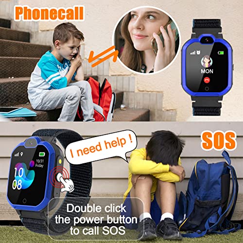 PTHTECHUS Reloj-Smartwatch 4G con GPS instantáneo & Videollamada Infantil y Juvenil. WiFi, Bluetooth, Voz Chat, cámara, Podómetro, Música, Llamadas, SOS, Impermeable IPX7 Reloj Inteligente niño, Azul