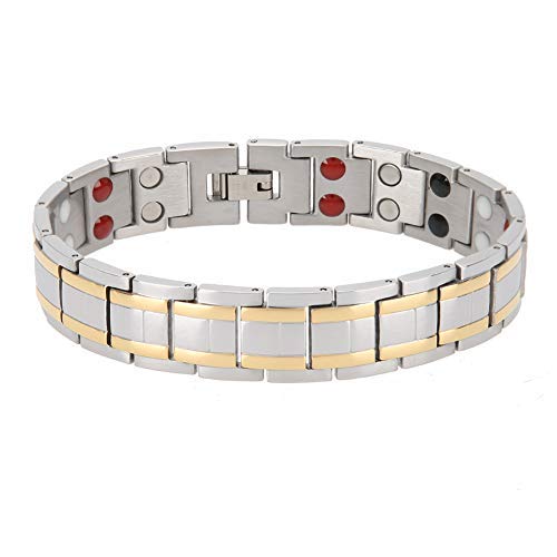 Pulsera Magnetica de Salud, Pulsera con Imán de Acero Inoxidable para Mujeres Hombres, Pulseras de Terapia Magnética de Titanio Pulseras de Imanes para Artritis y Alivio del Dolor del Túnel Carpiano