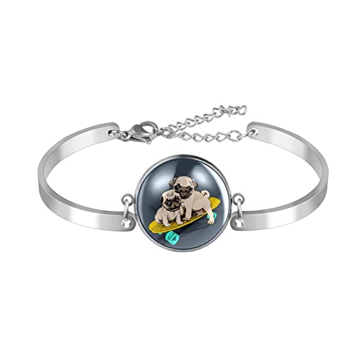 Pulsera,Pulseras de cadena ajustable,Patrón de perro Scooter animal Pulseras de eslabones para mujeres y hombres