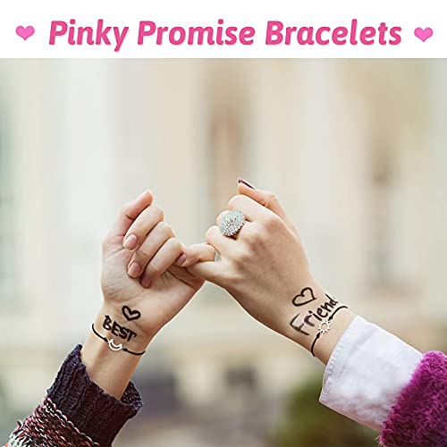 Pulseras de sol y luna con el mejor amigo para 2 parejas a juego Bff Amistad Pinky Promise Pulsera de distancia para amigos y hermanas, Acero inoxidable Nailon,