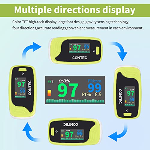 Pulsioxímetro de dedo / Oxímetro de dedo para adultos y niños con pantalla LED / Monitor de saturación de oxígeno en sangre