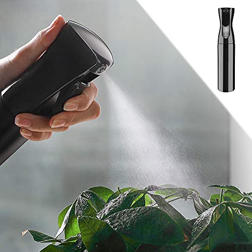 Pulverizador de Agua, Botella de Spray, Botella Spray Niebla Fina, Puede Rociar una Niebla Súper Fina de Forma Continua, Utilizada para Ppeluquería, Limpieza, Fores, 300 ml, Negro