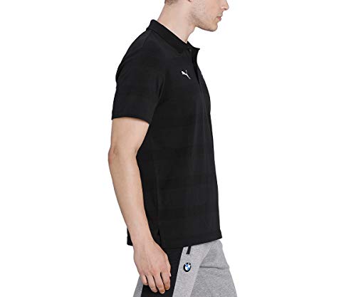 PUMA BMW MMS Striped Polo, Hombre, Negro, M