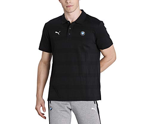 PUMA BMW MMS Striped Polo, Hombre, Negro, M