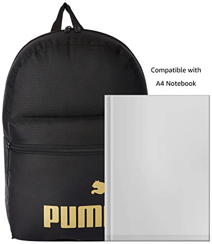 PUMA Phase Backpack Mochilla, Unisex Adulto, Black/Golden Logo, OSFA