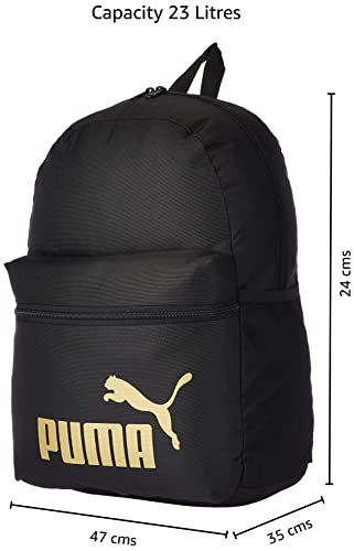 PUMA Phase Backpack Mochilla, Unisex Adulto, Black/Golden Logo, OSFA