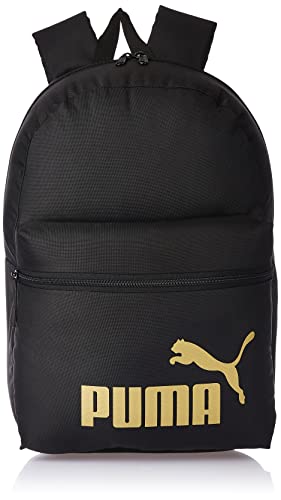 PUMA Phase Backpack Mochilla, Unisex Adulto, Black/Golden Logo, OSFA