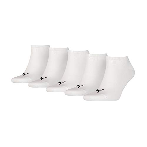 PUMA Plain Sneaker-Trainer Socks (5 Pack) Calcetines, Blanco, 39-42 (Pack de 5) Unisex Adulto