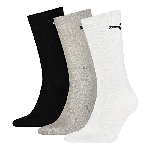 PUMA Sport 3P Calcetines, Hombre, Blanco/Gris/Negro (325-White/Grey/Black), 43-46